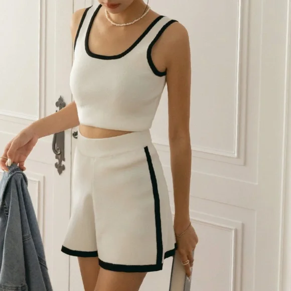 Air space Piped Ribbed Tank Top Set - Picture 2 of 7